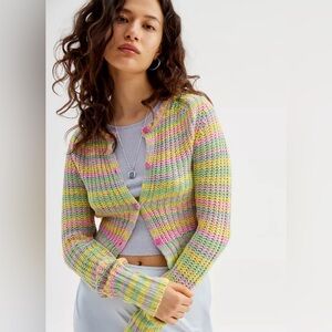 UO Celin Flower-Button Cardigan